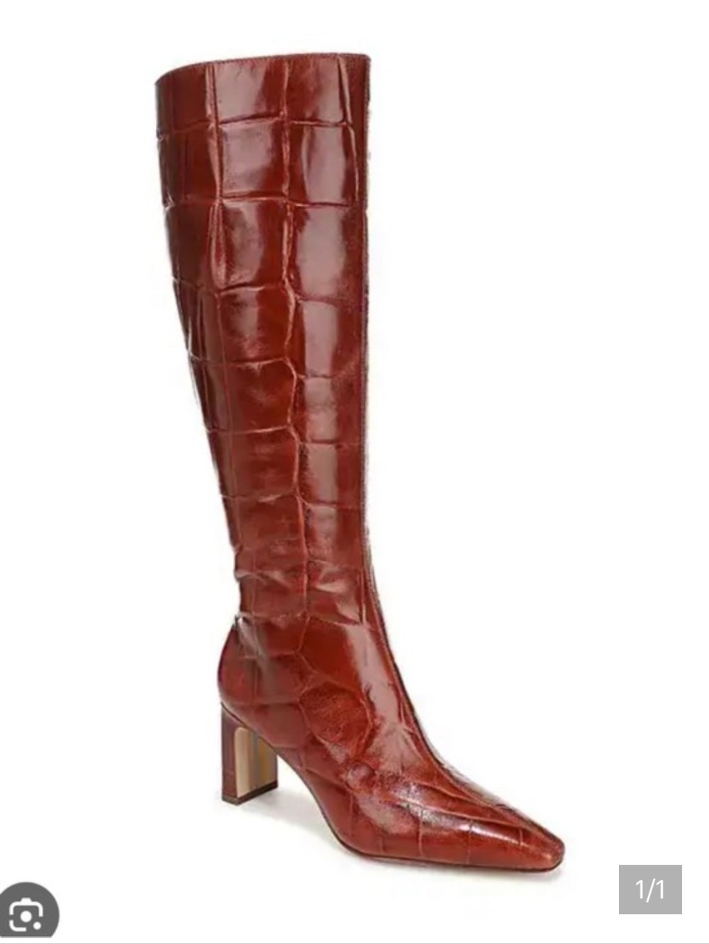 Women's Tall Croc-Embossed Leather Boot - Brown